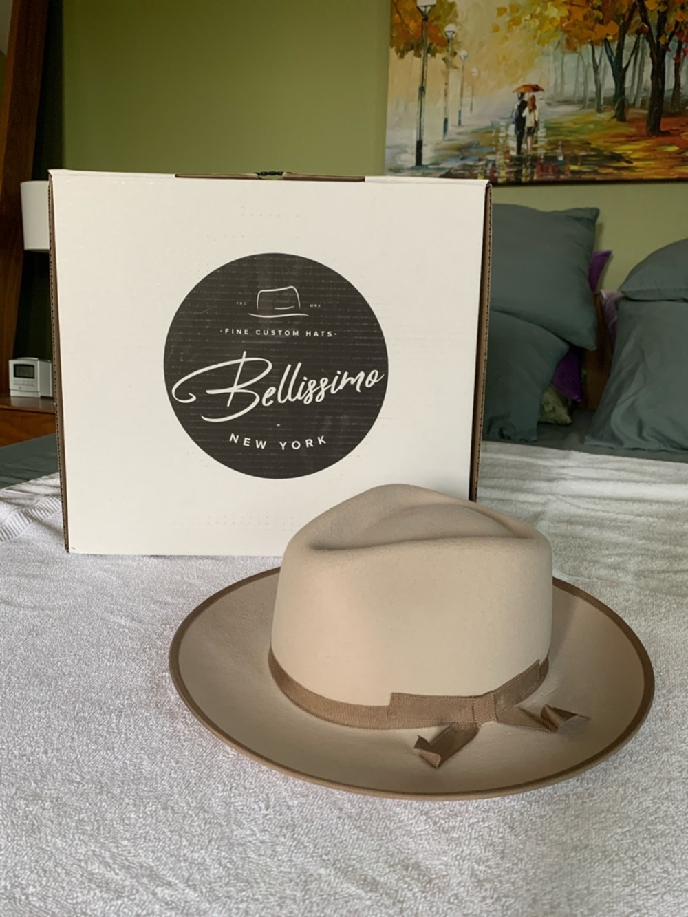 Bellissimo New York Fine Custom Hats Beige Felt Fedora with Grosgrain Band